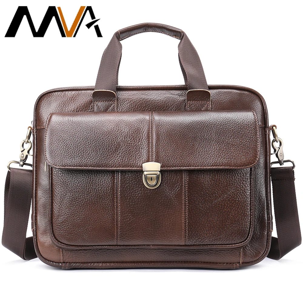 Портфель MVA мужской из натуральной кожи сумка для ноутбука 14 деловой тоут мужчин