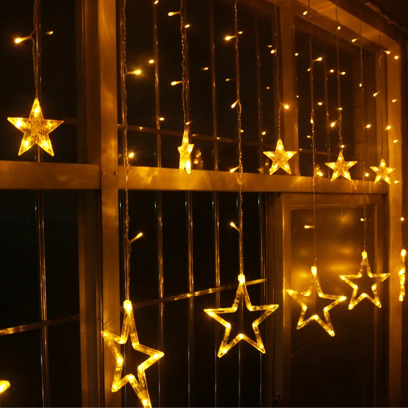 

LED Five-pointed Star Icicle Lights Curtain Lights Bar Decoration Background Lighting Chain. String Lights