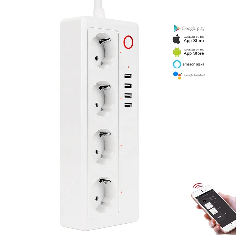 Wifi Smart power Strip Защита от перенапряжения 4 розетки ЕС розетки с USB Домашний комплект адаптер работает с Amazon Alexa Google Home