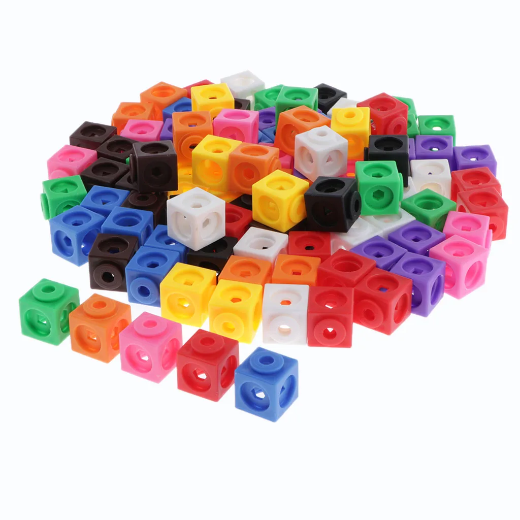 Interlocking Math Link Cubes Blocks Set of 100pcs Kids Early Counting Toys