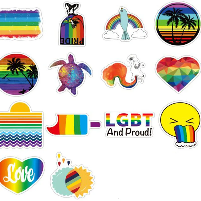 100 шт./упак. ПВХ Водонепроницаемый забавные Rainbow Love Стикеры s для ноутбуков, масштабных дорожных чемоданов для мотоциклов и автомобилей для укладки волос украшение Стикеры игрушка