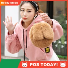 Prêt Stock femmes lapin oreille sac à main fronde lapin sac mignon dessin animé lapin moelleux enfant étudiant Harajuku coréen sac à bandoulière(China)