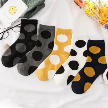 

2020 New Style Socks Women's Tube Socks Soft And Comfortable Cute Retro Big round Big Polka Dot Four Seasons Wind warm socks
