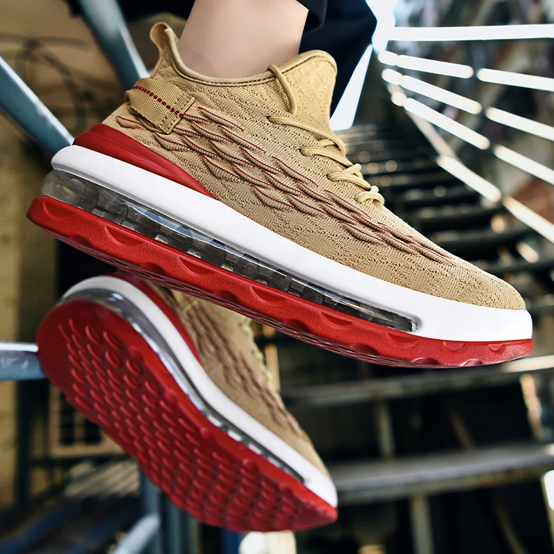autuspin Winter Sneakers Men Air Cushioning Retro Style Men's Running Shoes Breathable Fabric Classic Trainers GYM Sports Shoes
