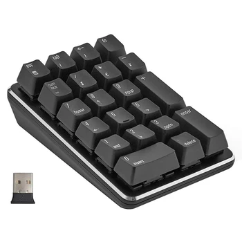 

2.4G Wireless Mechanical Numeric Keypad Blue Switch Gaming Keypad 21 Keys Portable Keypad Extended Layout Black