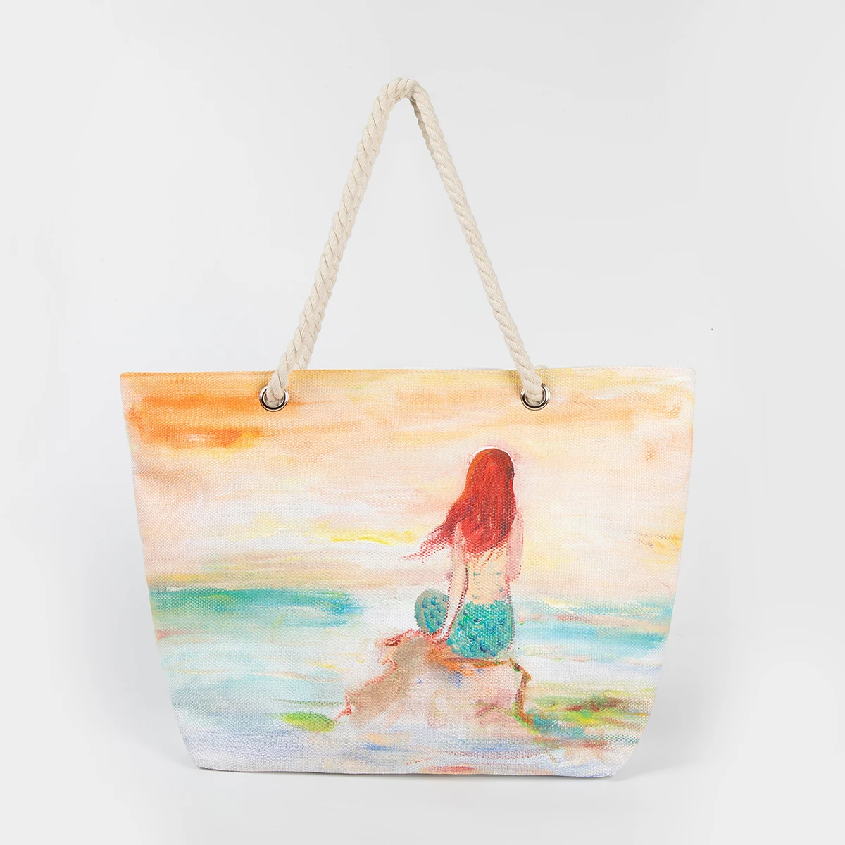 

Hand-painted mermaid fashion beach bag beach bag handbag environmental shopping convenience travel handbag