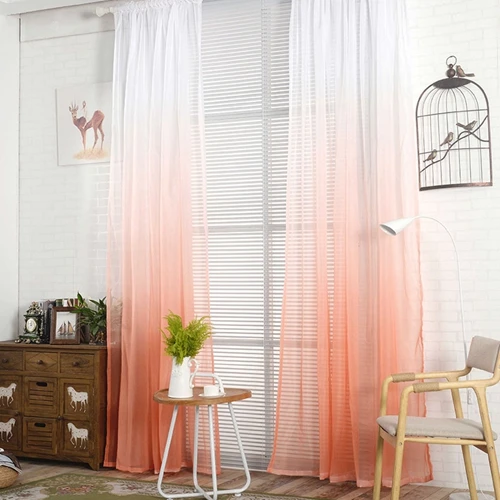 ZISIZ градиентные затемненные оконные занавески s для гостиной кухни современные тюлевые шторы для спальни оконные занавески тканевые занавески - Цвет: orange tulle