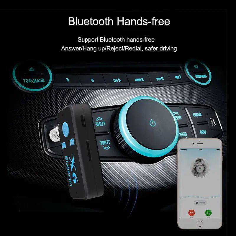 X6 Bluetooth 5,0 приемник адаптер 3,5 мм AUX автомобильный стерео аудио Музыка с микрофоном HandFree беспроводной адаптер Поддержка TF карты