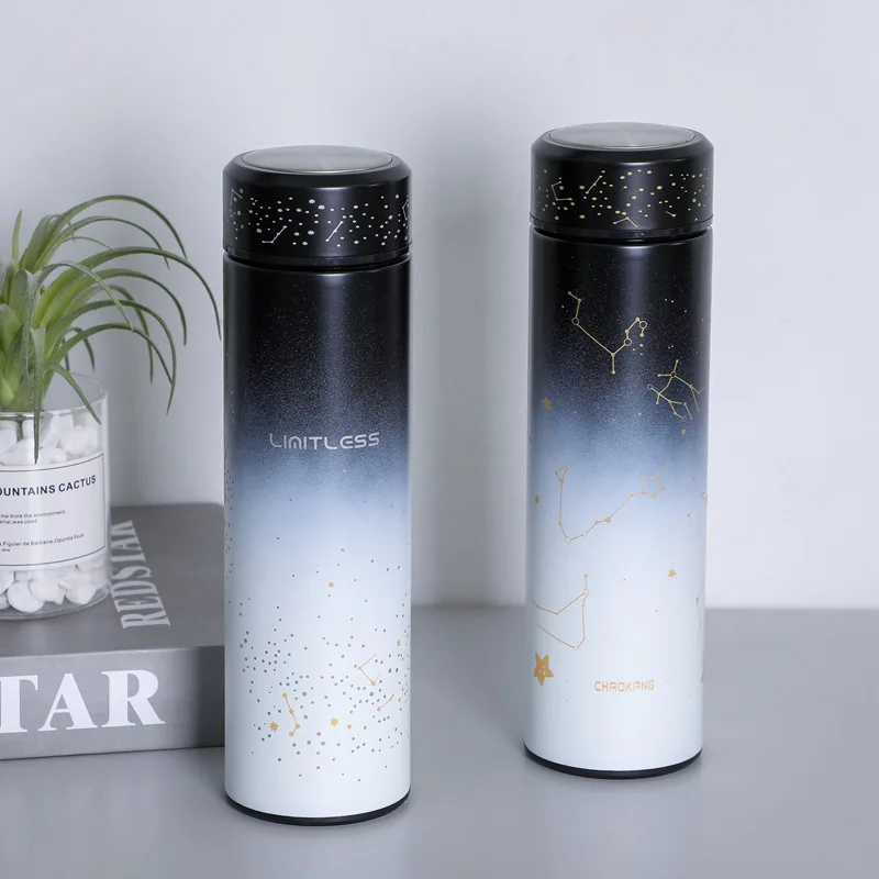 

500ml Starry Sky Luminous Thermos Flask Fashion Gradient Color Stainless Steel Water Cup Sports Bottle With Bpa-free Thermos