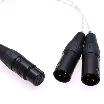 

Clear Silver Plated Shield Cable 2X 3-pin XLR Male to 4-pin XLR Female Balanced Adapter