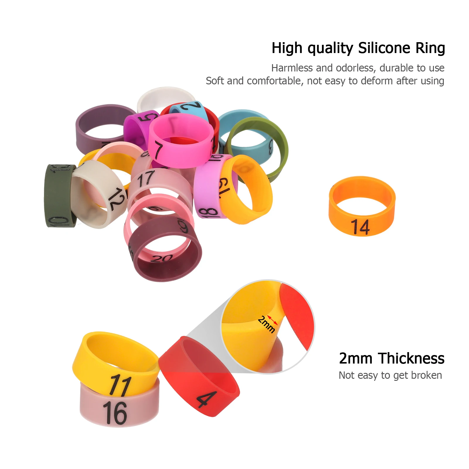 Microphone Colored ID Rings Number 1 to 20 Multicolor Soft Silicone Ring for Different Microphones Random Color 20 PCS microphone id rings