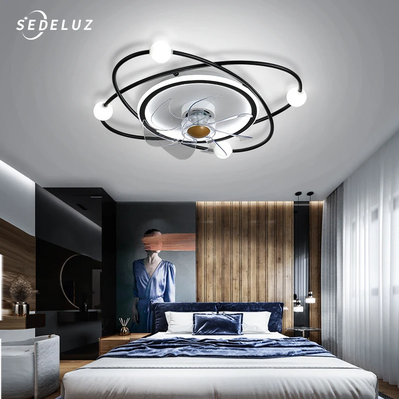 Nordic Simplicity Ceiling Fan for Living Room Bedroom Decor Ceiling Fan Lamp Ventilador Integrated Chandelier Lighting