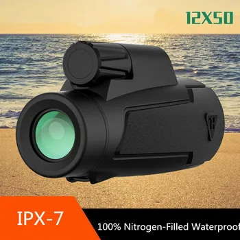 

100% Nitrogen-Filled Waterproof Hunting Monocular 12X50 BAK4 Prism HD Zoom Telescope High Power Monocular Night Vision