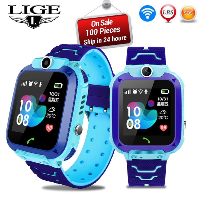 

LIGE 2019New Smart watch LBS Kid SmartWatches Baby Watch for Children SOS Call Location Finder Locator Tracker Anti Lost Monitor