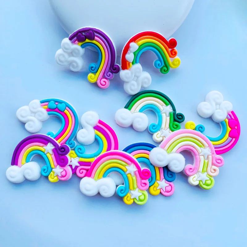 10/20 Pieces Kawaii Soft Glue Cartoon Rainbow Flat DIY Crafts Scrapbook Hair Bow Center Accessories Embellishment C52