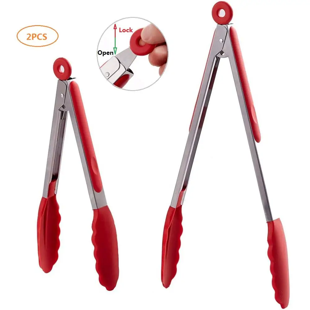 2 шт. антипригарные силиконовые щипцы для барбекю салата|Щипцы| |