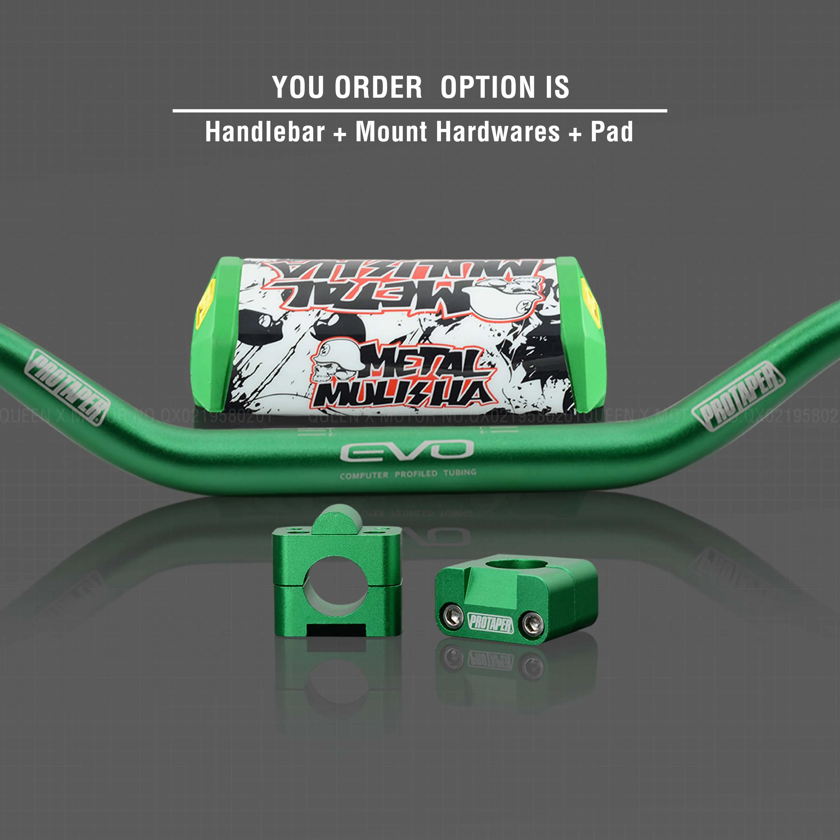 Руль для Pro Taper Pack Bar 1-1/" 6 дней Fatbar Колодки Ручки Pit Pro Racing Dirt Pit Bike мотоцикл с адаптер cnc - Цвет: Green Combo3