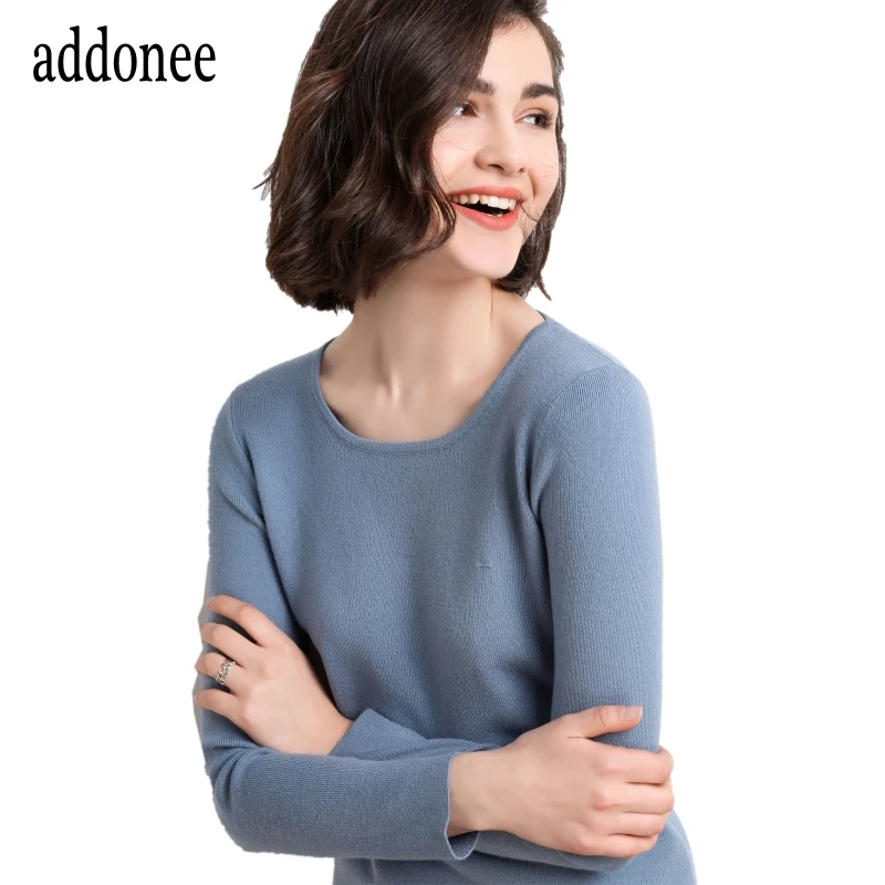 2020 New Style Spring And Autumn Women's Cashmere Knitted Square Collar Pullover Sweater Basic Slim Blend Soft Solid Fashion | Женская