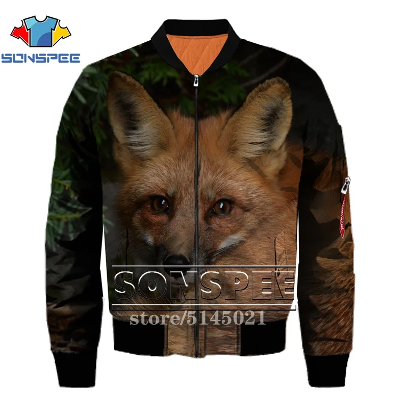 SONSPEE Animal Fox 3D принт Харадзюку Топ Летающая куртка Авиатор Пилот мужские куртки бомбер женская модная повседневная одежда G13 - Цвет: Армейский зеленый