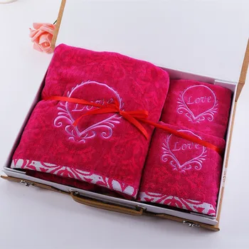 

Three-piece suit cotton cute love pattern adult bath towel