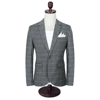 

Fashion Men Plaid Suit Jacket Slim Design Business Banquet Men Blazers Coat Size S M L XL XXL XXXL 4XL 5XL Dress Suit Man