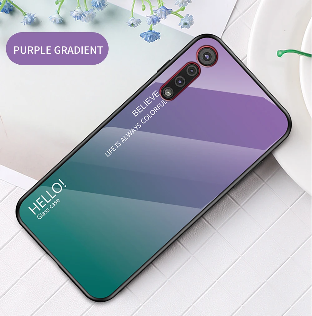 Для Motorola Moto G8 Play чехол модный жесткий закаленное стекло роскошный градиентный защитный чехол на заднюю панель для Motorola One Macro