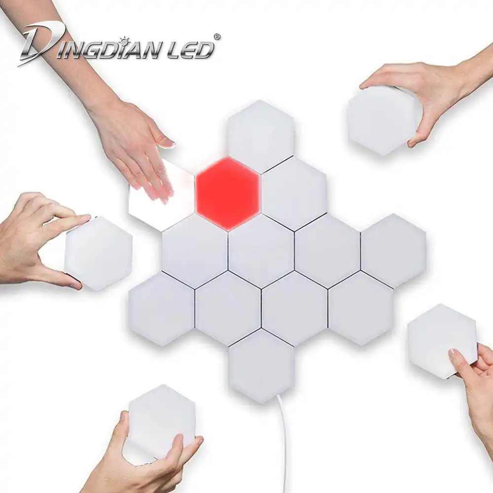 led diy kuantum lamba renkli petek lambasi dokunmatik duyarli moduler gece lambasi manyetik yaratici dekorasyon duvar ari kovani lamba led indoor wall lamps aliexpress