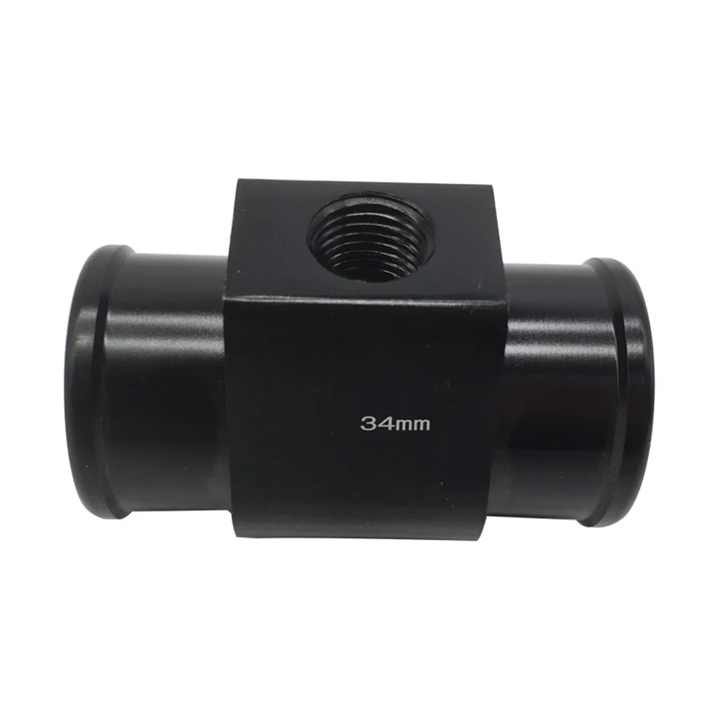 34mm Water Temperature Joint Pipe Temp Sensor Gauge Radiator Hose Adapter, Aluminum, w/ Two Clamps
