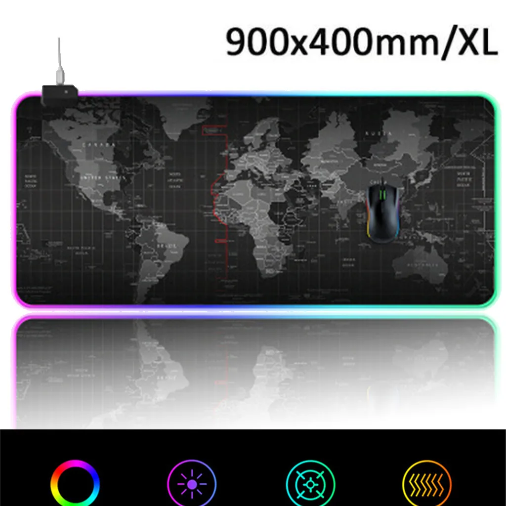 Игровой коврик для компьютерной мыши коврик для мыши большой коврик для мыши геймер RGB карта мира большой коврик для мыши стол для компьютера коврик RGB
