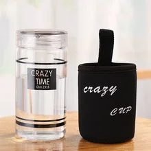 Стеклянная бутылка для воды с защитным мешком, бутылки для велосипеда высокого качества, спортивные портативные термостойкие бутылки для напитков, чайник 350 мл