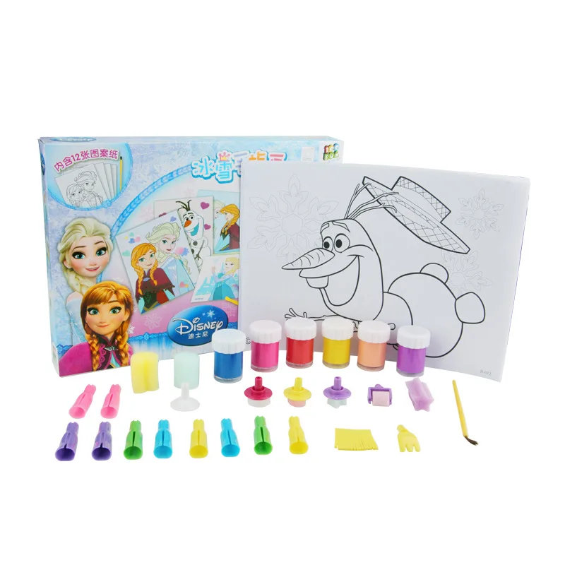 Дисней Дети пигмент-мытье пальцев живопись игрушки наборы девушки граффити ладони напечатанные акварельные краски