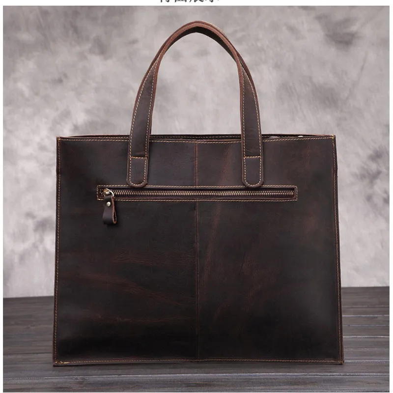 Vintage Men's Office Laptop Briefcases Men Genuine Leather Handbag Real Cowhide Leather Messenger Bag Male  Travel Shoulder Bag