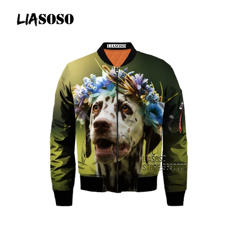LIASOSO Funny Animal Dogs Cracked wall 3D Print Men Winter Thick Bomber Jacket Flight Jacket Coat Punk Style Retro Tops - Цвет: 12