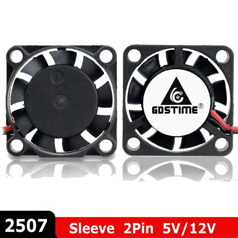 

10Pcs Gdstime 2.5cm 25x25x7mm 5V 12V 2Pin Dupont Mini Brushless DC Cooling Fan 2507 25mm Micro Chipset Heatsink Cooler