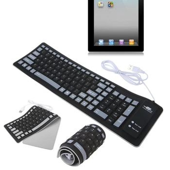 

Silicone Folding Keyboard Foldable Keyboard Waterproof USB Wired Keyboard 103 Keys Silicone Soft Keyboard