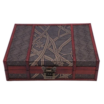 

Wooden Storage Jewelry Box Big Vintage Wood Box with Metal Lock Wedding Gift Packaging Manual Desktop Decoration #3