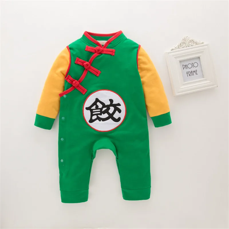 Одежда для новорожденных с рисунком Dragon Ball, Комбинезоны для маленьких мальчиков с рисунком из мультфильма «Сон Гоку», осенний костюм с длинными рукавами для малышей - Цвет: Jiao Zi