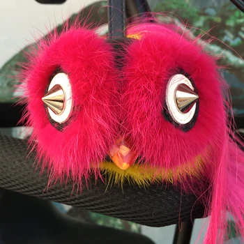 

New Real Fur Smart Key Wallet Key Monster Bag Charm Cute Luxury Pendant Genuine Pompom Mink Fur Keychain