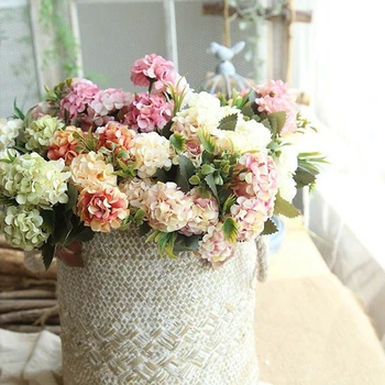 

1pce High Quality Artificial Flowers Beautiful Silk Hydrangea Bouquet Home Decor Accessories Vase Flower Arrangement Decoration