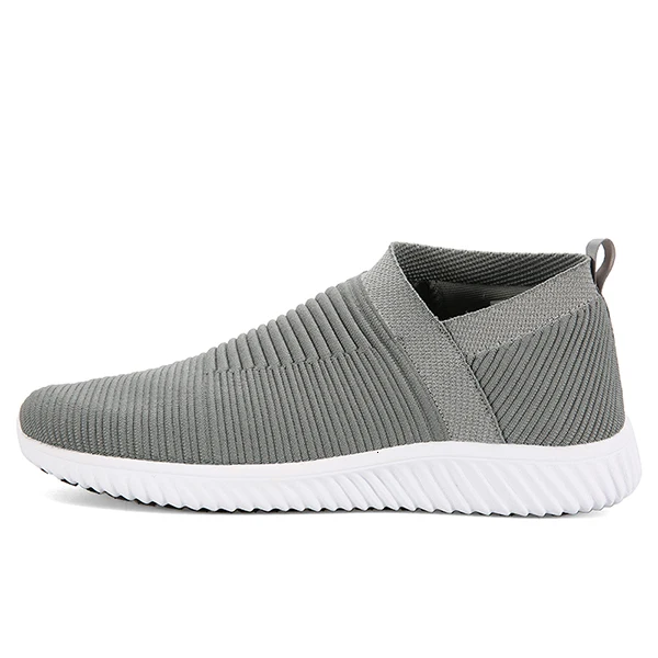 PEAK Men Shoes Breathable Knitless Slip On Casual Sneakers Soft Lightweight Non-slip Lazy Sneakers Outdoor Walking Shoes - Цвет: Grey