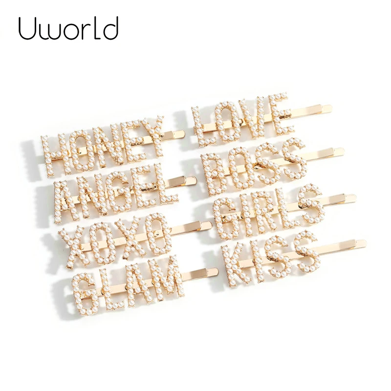 Женские заколки для волос с буквенным принтом и жемчугом свадебные аксессуары |