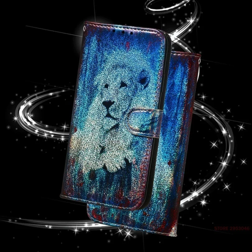 Кожаный чехол с лазерной откидной крышкой для RedMi Note 8 Pro 8Pro 6 7 6A 7A 8A Чехол-бумажник для Xiaomi Mi A3 CC9 CC9E чехол s Мультяшные чехлы для телефонов