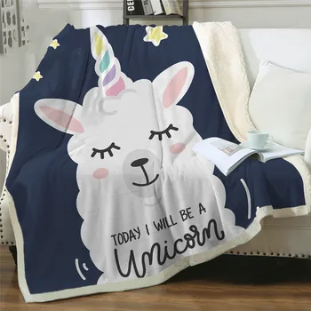 

nicorn Alpaca Sherpa Blankets Llama Sheep Fleece Throw Blanket Cartoon Kids Bed Blanket for Sofa manta Dropship