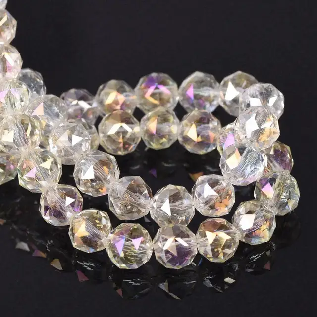 6mm 8mm Round Shape Coloful Plated Faceted Crystal Glass Loose Beads Wholesale lot for Jewelry Making DIY Crafts Findings Yellow Colorized