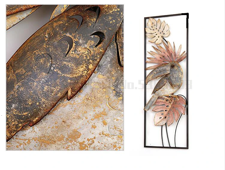 Минималистичная кованая настенная подвесная цветочная декорация для дома в отеле настенная диван фон Фреска птицы 3D Настенная Наклейка Декор