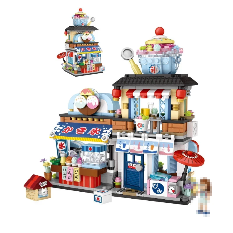 668Pcs MINI Blocks STREET Views Japan Foods/Ice Shop/Tako Yaki Creative Assembly Relaxing Toys Brinqueos конструктоp For Kids |