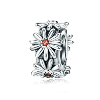 

Qikaola Fashion New 100% 925 Sterling Silver Daisy Flower Silicon Spacer Beads fit Charm Bracelet & Necklace DIY Jewelry C598