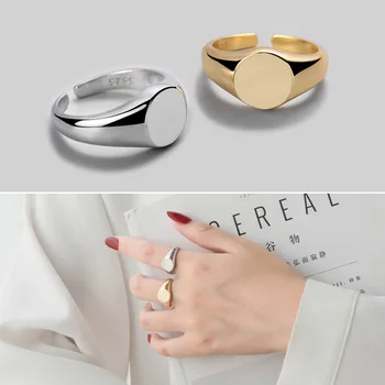 

Leouerry 925 Sterling Silver Creative Abstract Watch Design Rings for Women Elegant Round Glossy Open Rings Silver 925 Jewelry