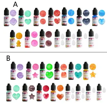 

14 Colors 10ML Art Ink Alcohol Resin Pigment Kit Liquid Resin Colorant Dye Ink Diffusion UV Epoxy Resin Jewelry Making