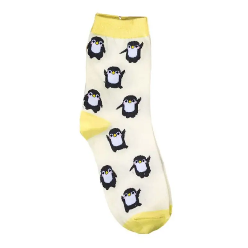 5 Pairs Cute Cartoon Penguin Animal Print Women Crew Socks Cotton Hosiery Gifts